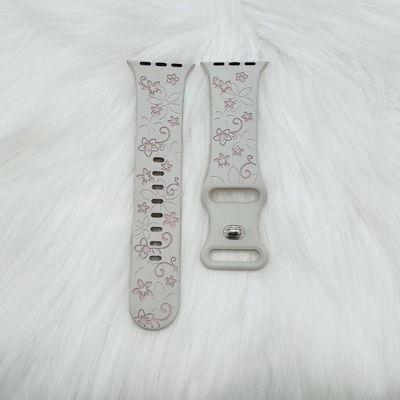 Floral Design Apple Watch Bands in Beige pink 38mm 40mm 41mm - Picture 2 of 6